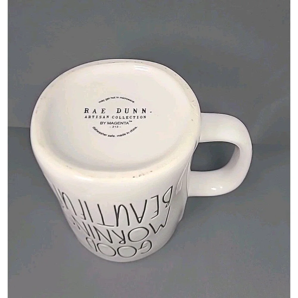 Rae Dunn Good Morning Beautiful Coffee Tea Mug Cup 18 Oz Ceramic White